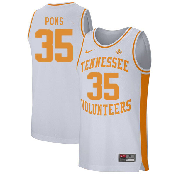 Men #35 Yves Pons Tennessee Volunteers College Basketball Jerseys Sale-White